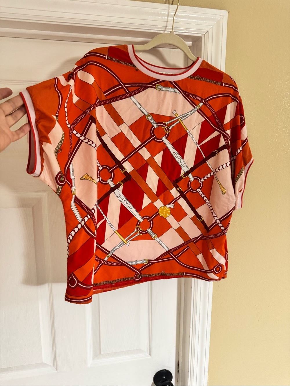 Spanner Equestrian Horsebit Harness Print Top Size M 100% Viscose